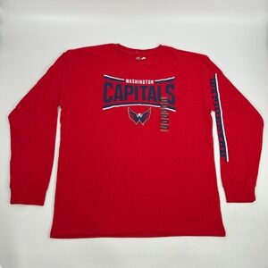 Washington Capitals Shirt Men XL Red Long Sleeve Crew Neck NHL Official Licensed